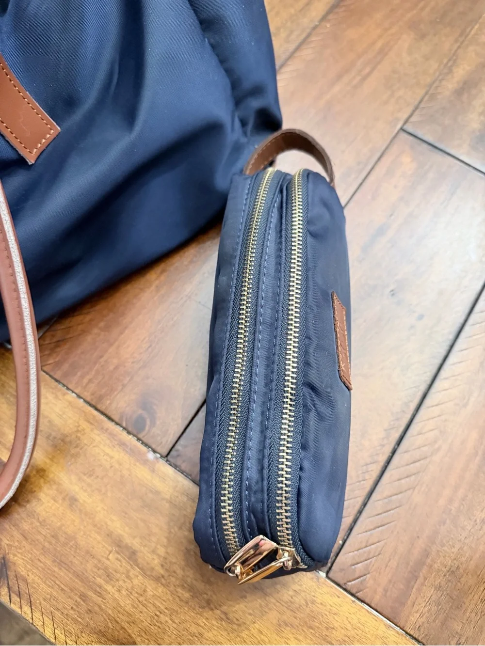 Navy Pencil Pouch with Brown Trim by The Teacher Tote
